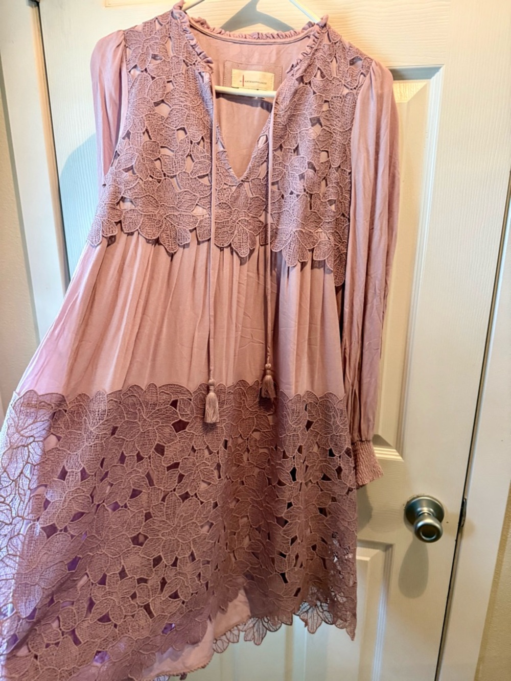 Anthropologie Lavender Appliqué Flowers Dress